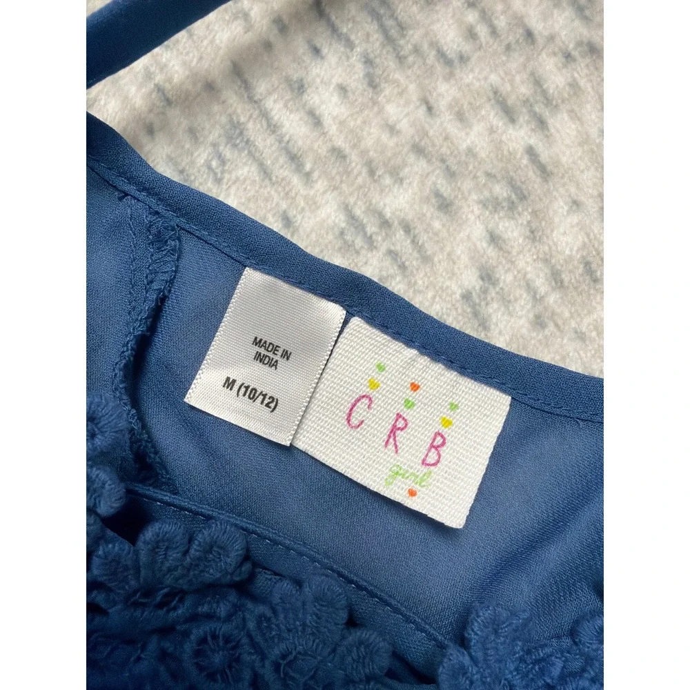 CRB Girl Navy Blue Lace Chiffon Butterfly Sleeve‎ Top Girls Size M 10-12 NEW